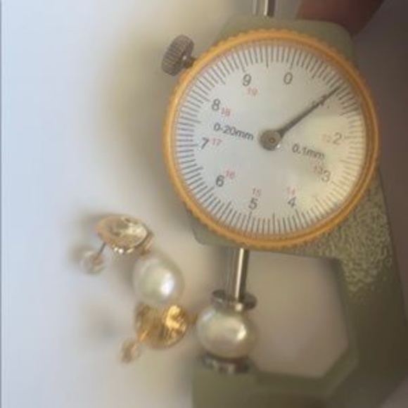 White Cultured Pearl Stud Earrings 14K Gold Plated - Picture 7 of 7